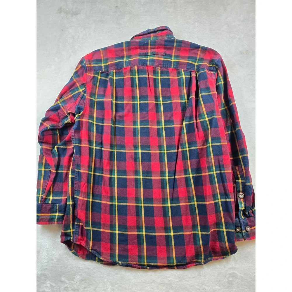 Duluth Trading Flannel Shirt Mens Medium Red Plaid Soft Cotton Relaxed Fit